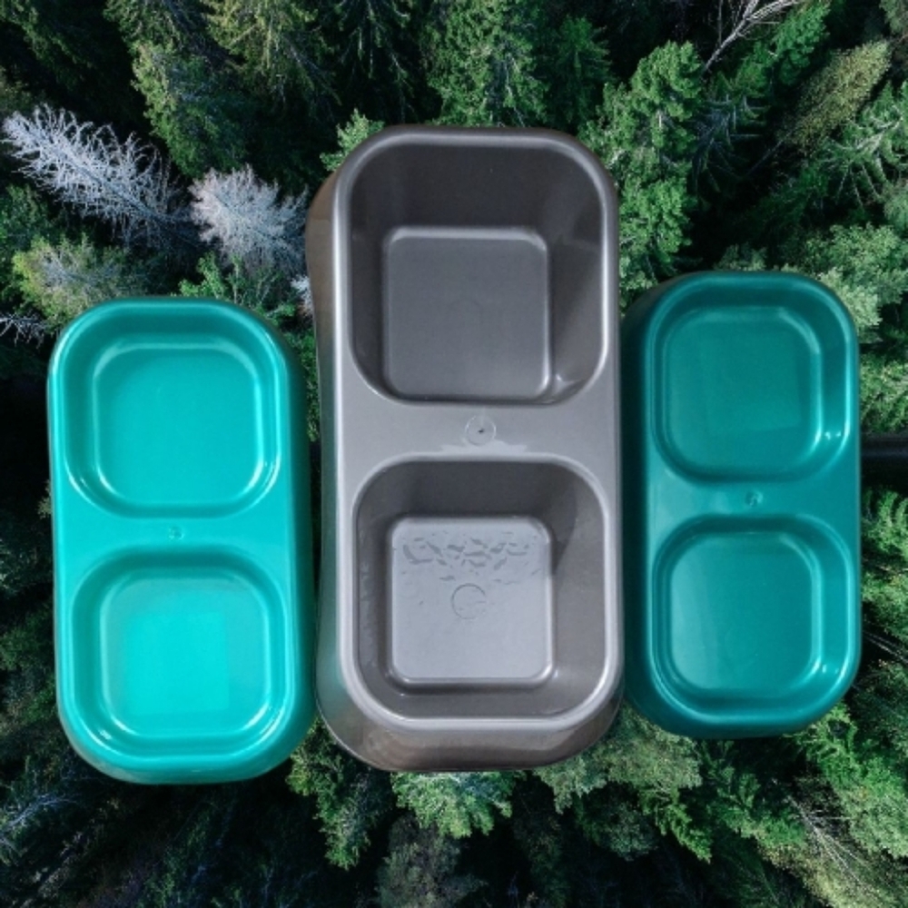 Bundle Of 3 Bowls: Gray and Teal Dog Bowl Set